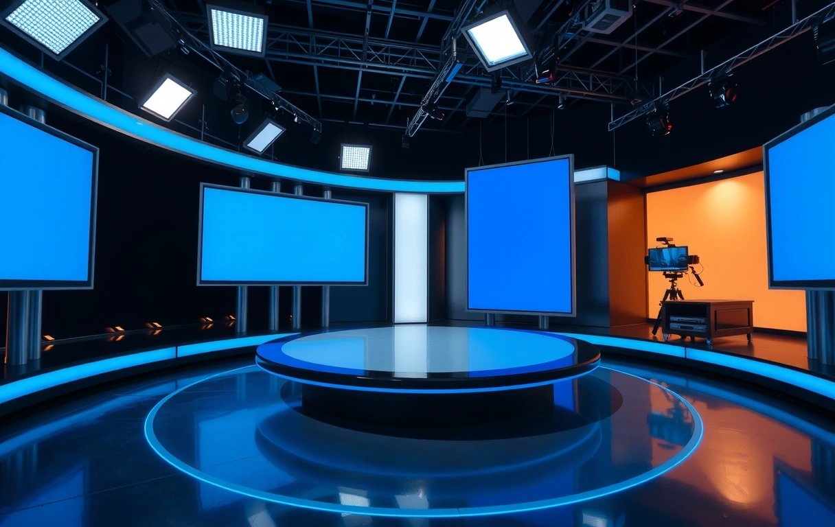 Estudio de noticias vacío listo para emitir